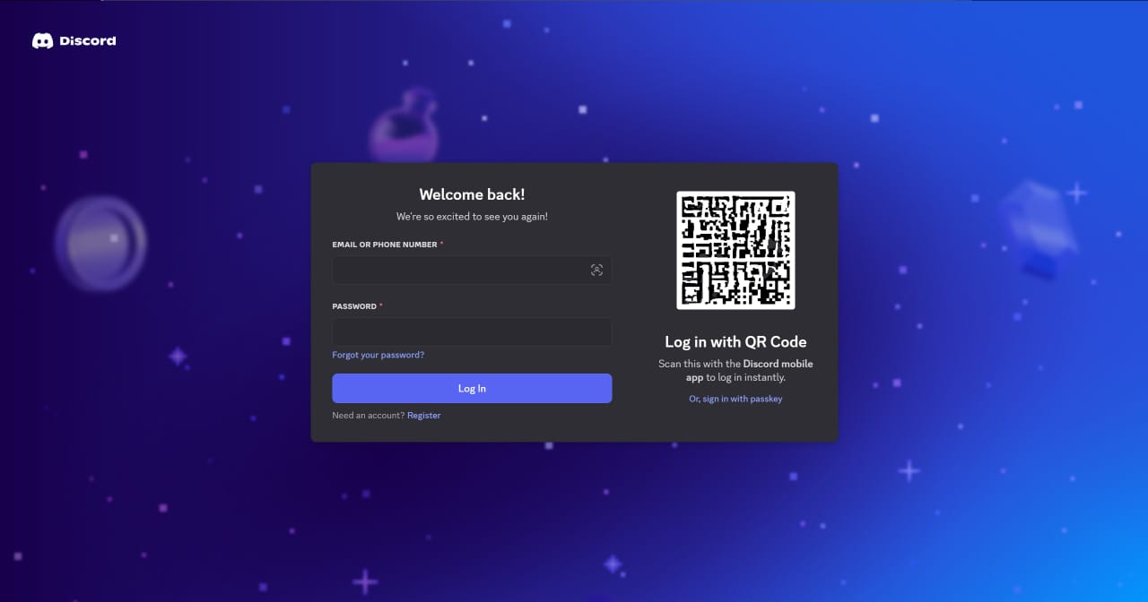 Discord Login Screenshot