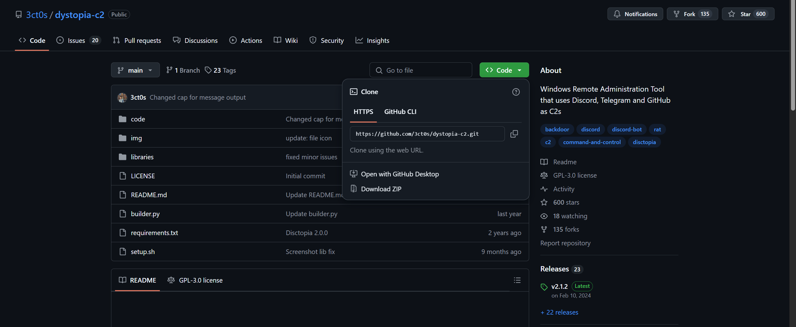 Dystopia C2 Git Clone Example